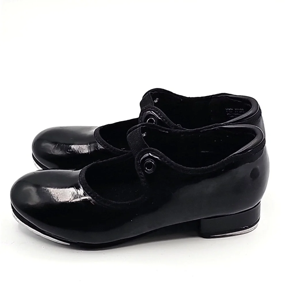 Weissman W600 Black Patent Tap Shoes Child Size 11.5 Mary Jane Dance